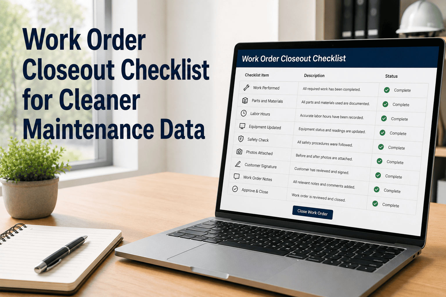 work-order-closeout-checklist-for-cleaner-maintenance-data