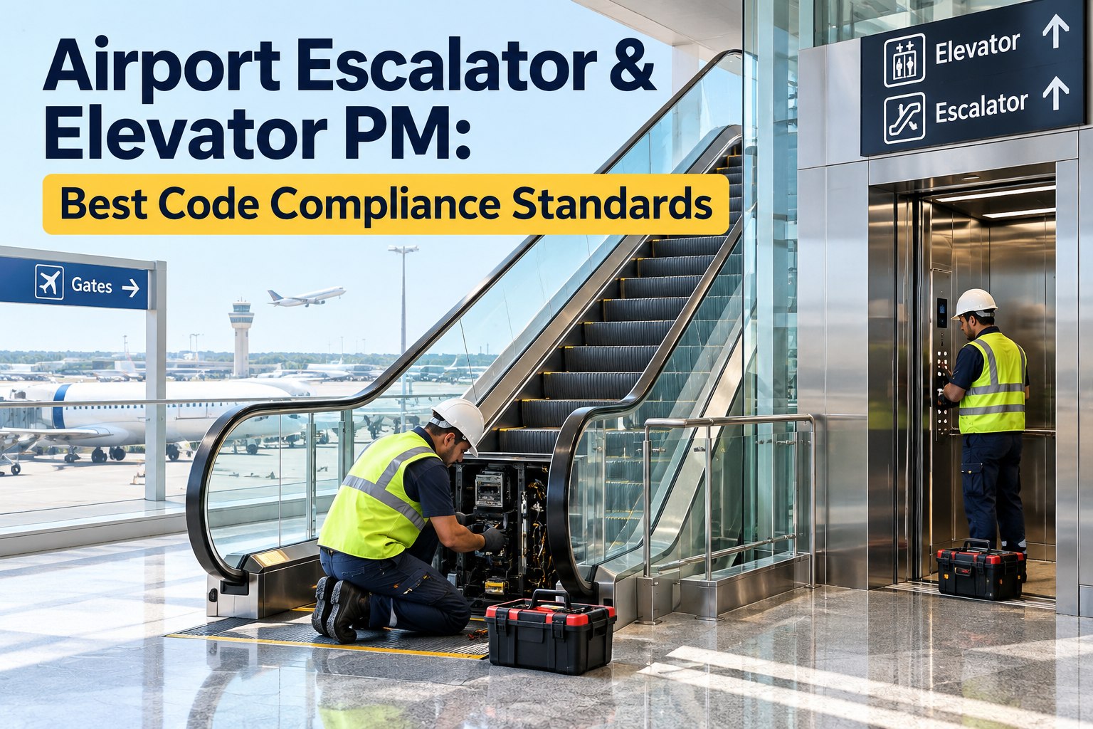 airport-escalator-elevator-pm-code-compliance-standards