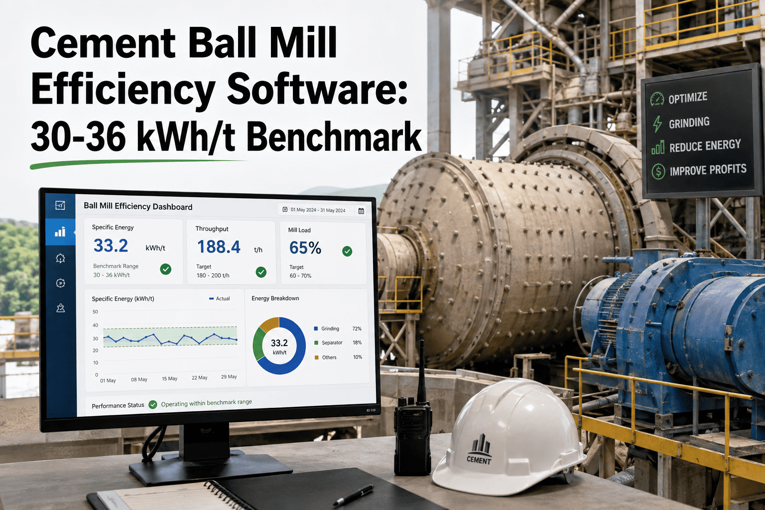 cement-ball-mill-efficiency-software-30-36-kwh-t-benchmark