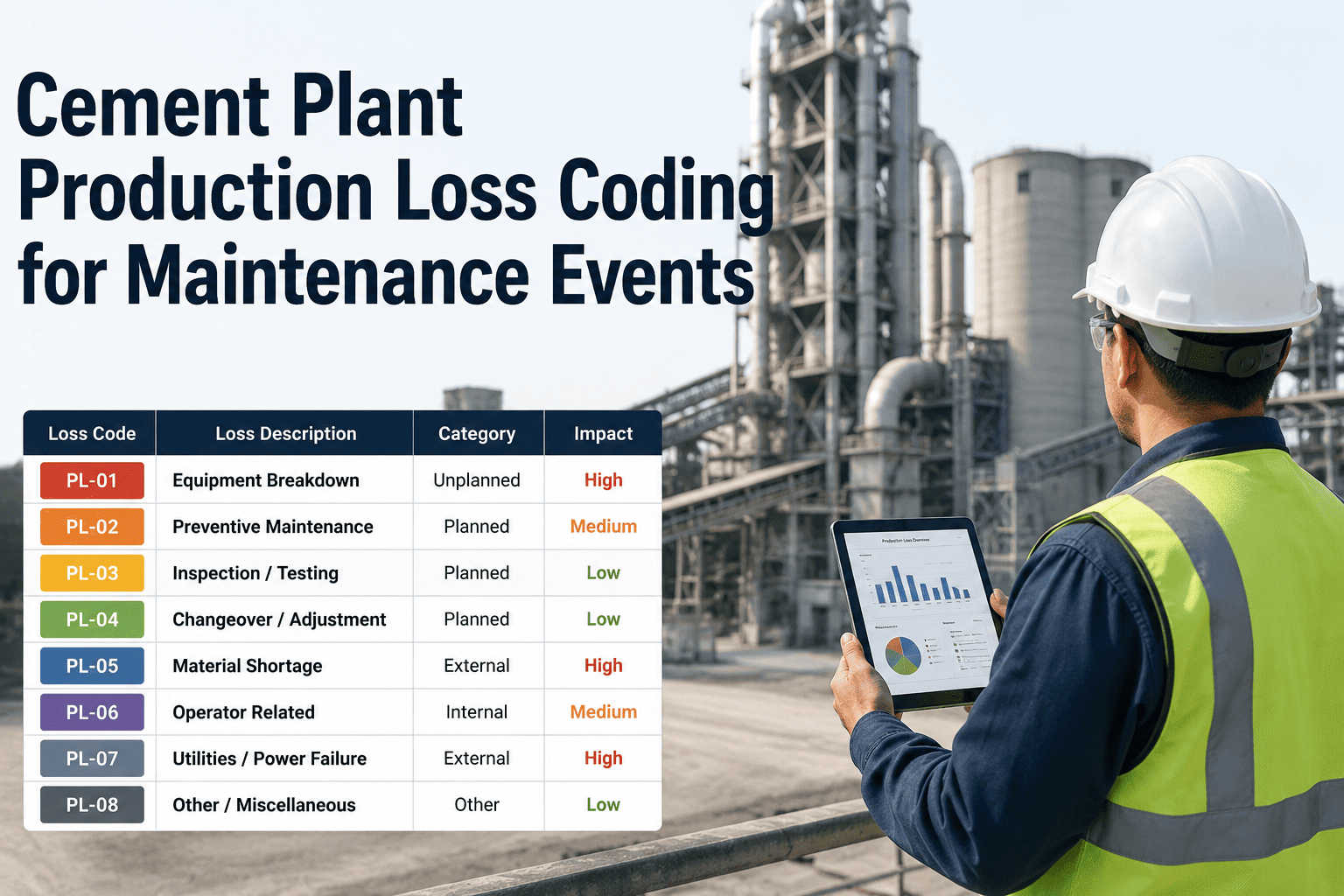 cement-plant-production-loss-coding-maintenance-events