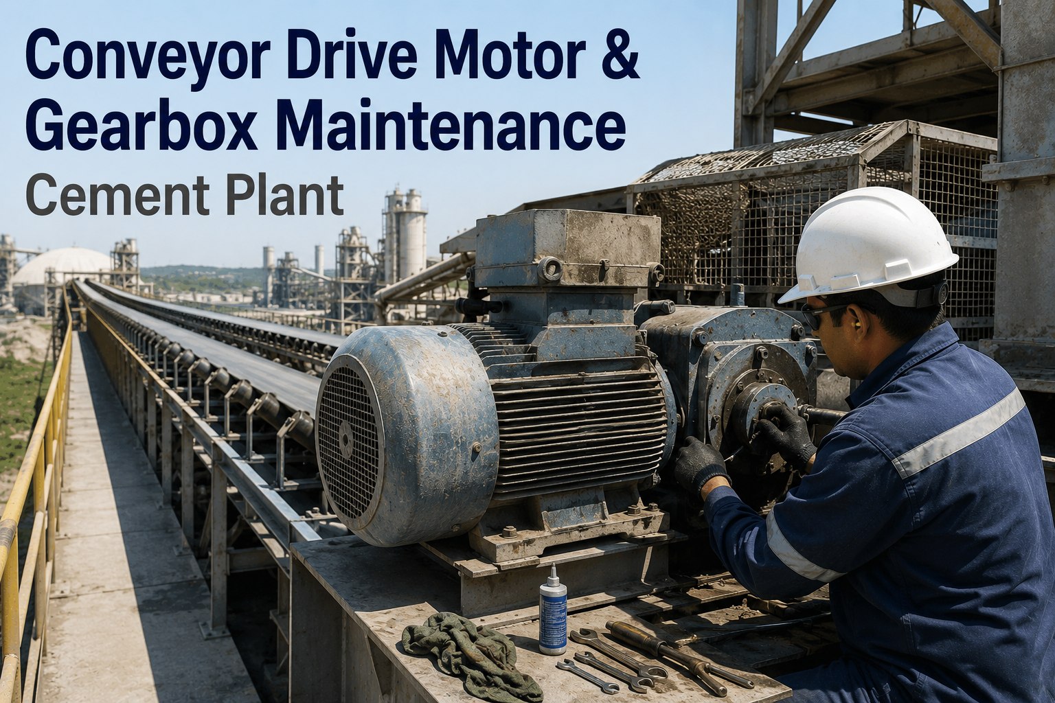conveyor-drive-motor-gearbox-maintenance-cement-plant