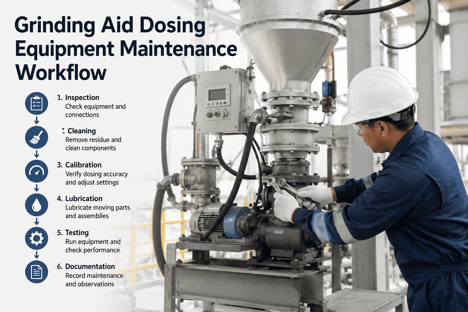 grinding-aid-dosing-equipment-maintenance-workflow