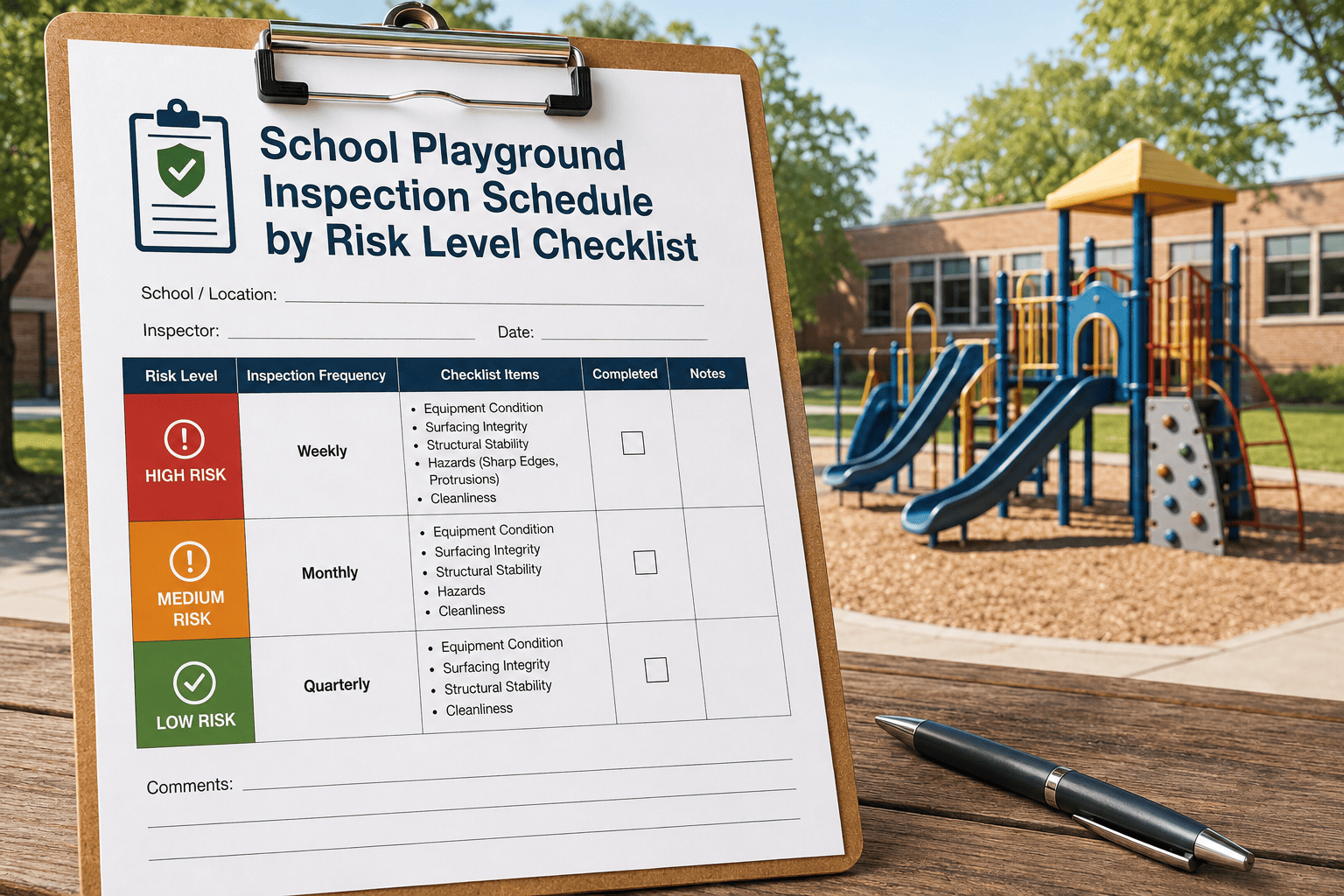 school-playground-inspection-schedule-by-risk-level-checklist
