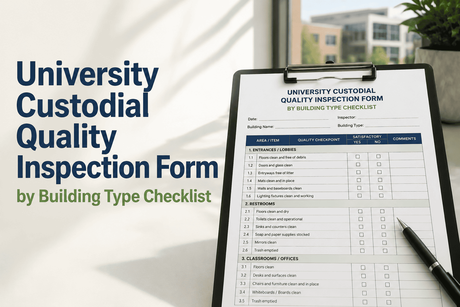 university-custodial-quality-inspection-form-by-building-type-checklist