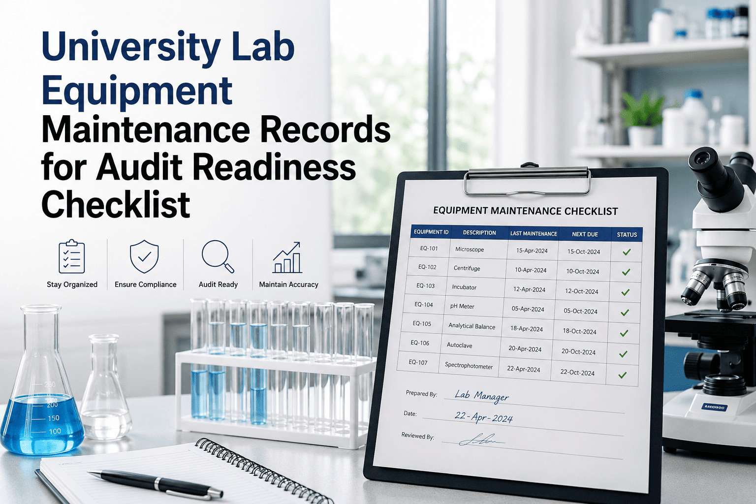 university-lab-equipment-maintenance-records-for-audit-readiness-checklist