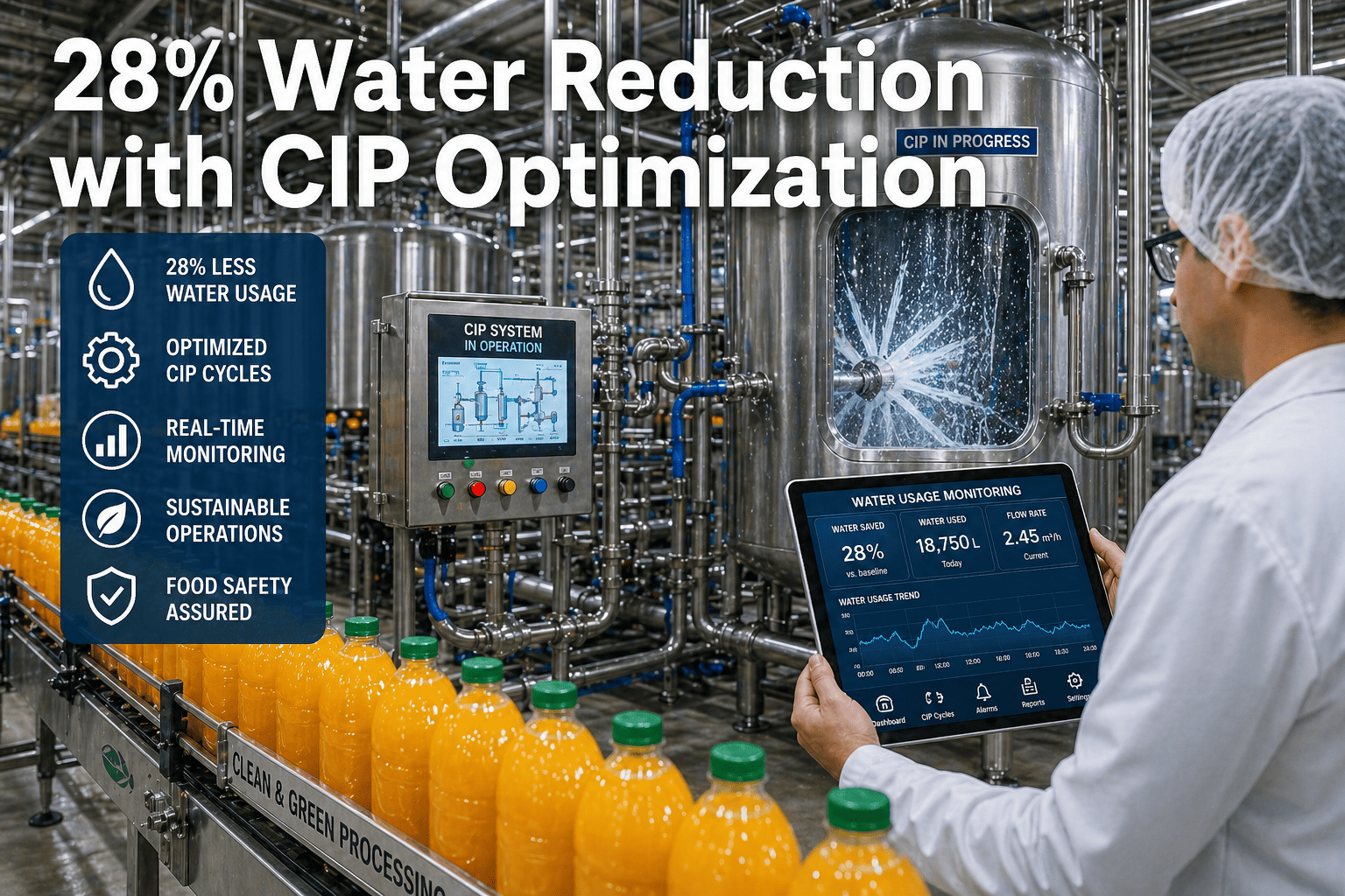 juice-processing-plant-water-usage-28-percent-cip-optimization-oxmaint
