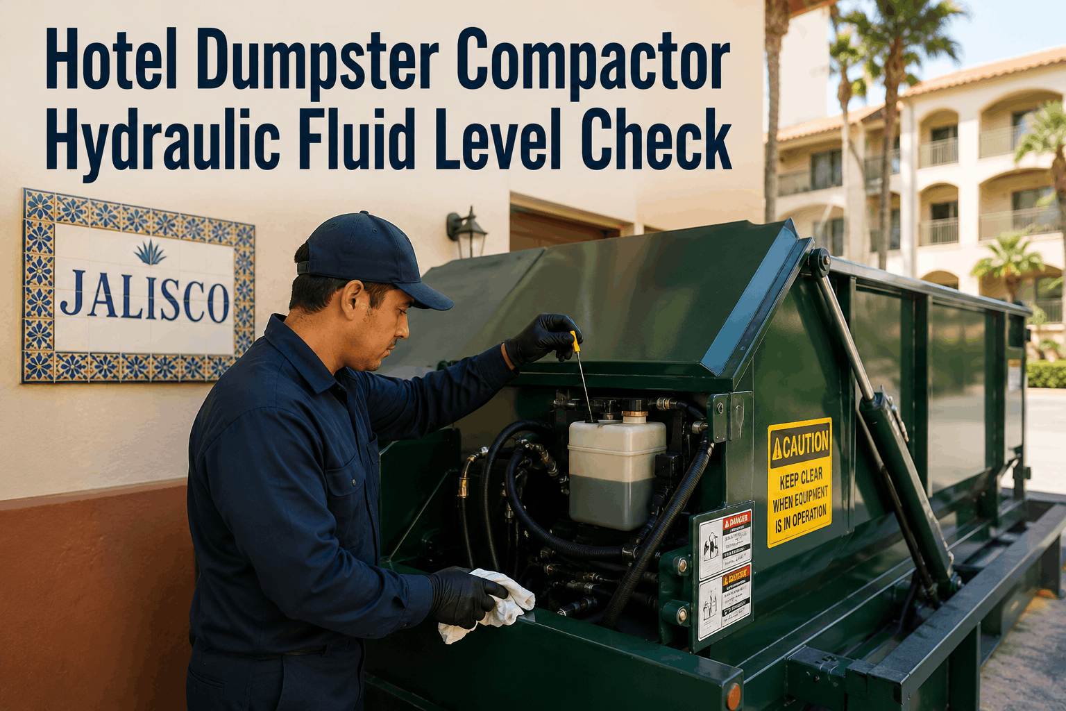 hotel-dumpster-compactor-hydraulic-fluid-level-check