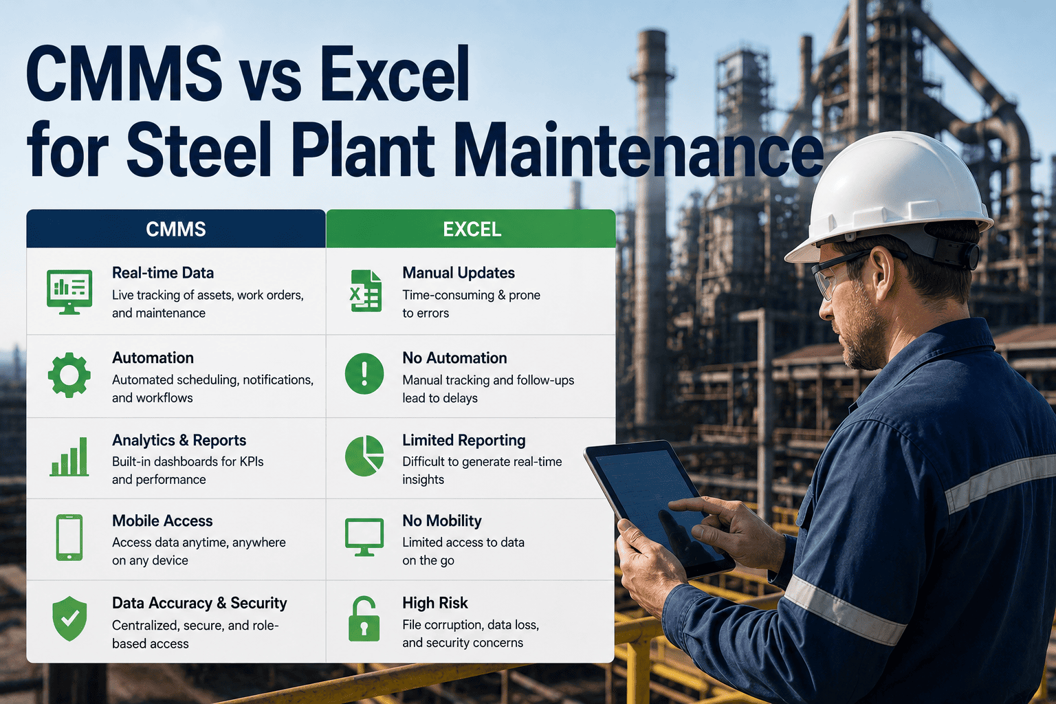cmms-vs-excel-steel-plant-maintenance