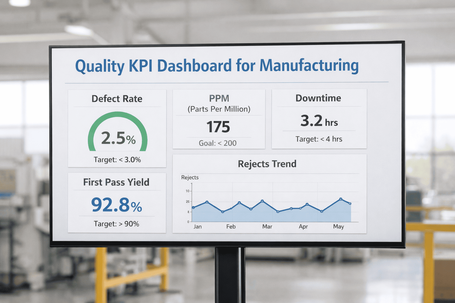 Quality KPI Dashboard For Manufacturing
