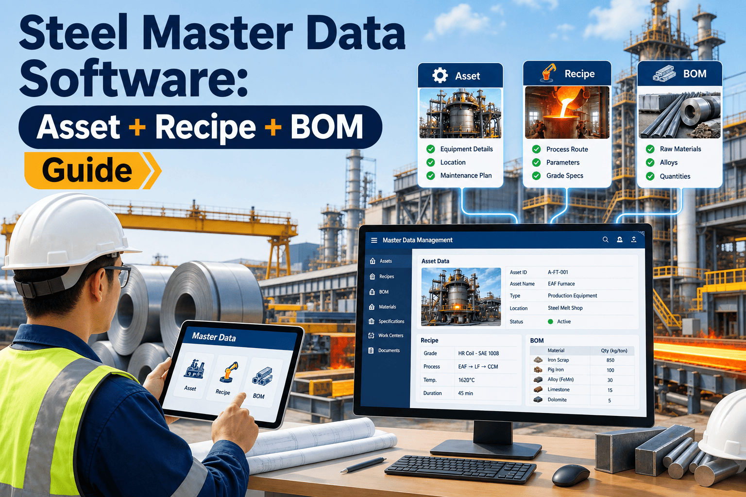 steel-master-data-software-asset-recipe-bom-guide