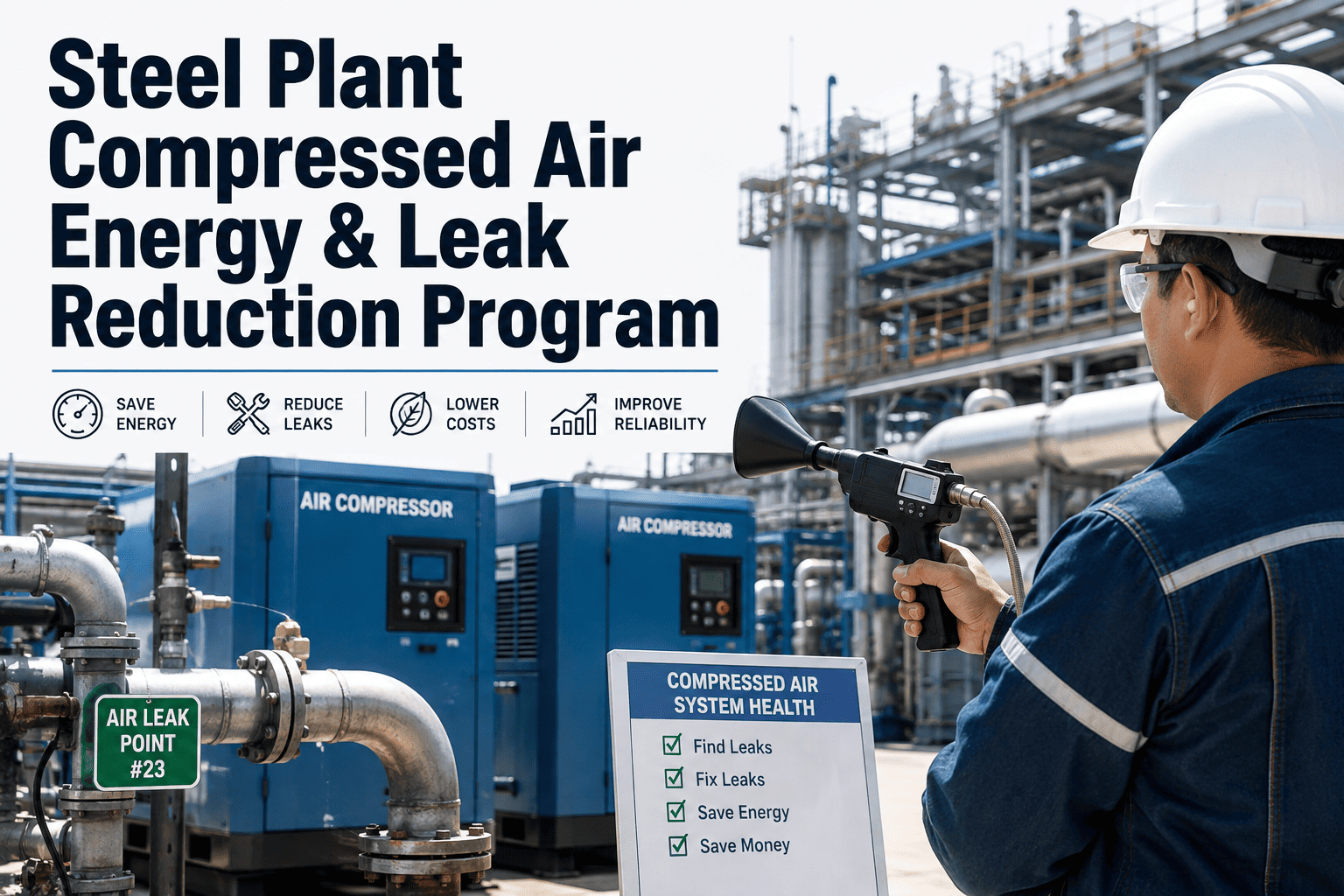 steel-plant-compressed-air-energy-maintenance-leak-program