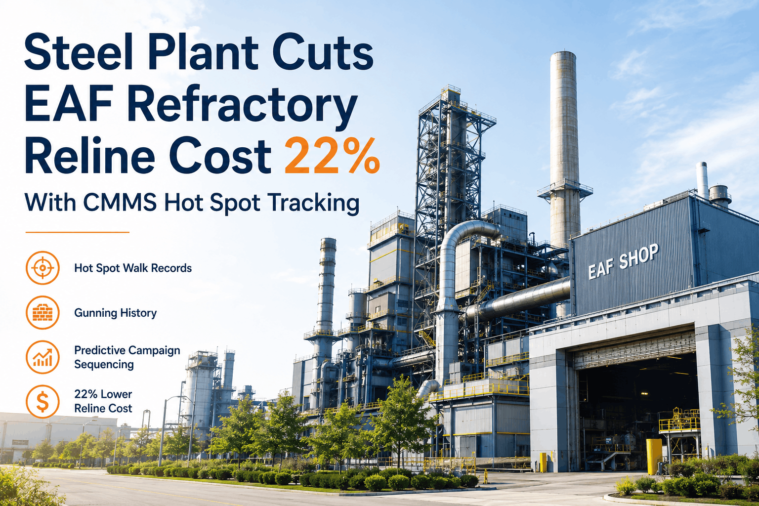 steel-plant-cuts-eaf-refractory-reline-cost-22-with-cmms-hot-spot-tracking