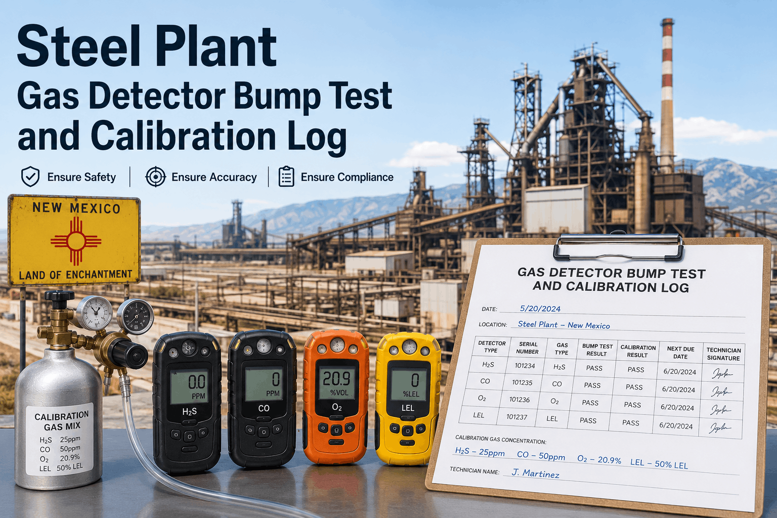 steel-plant-gas-detector-bump-test-and-calibration-log