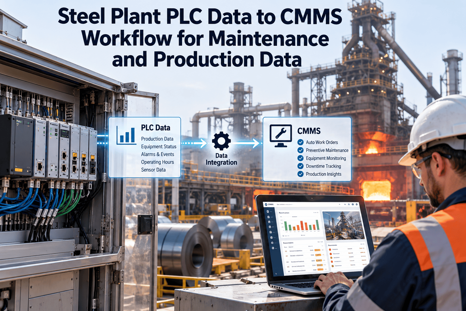 steel-plant-plc-data-cmms-workflow-maintenance-production