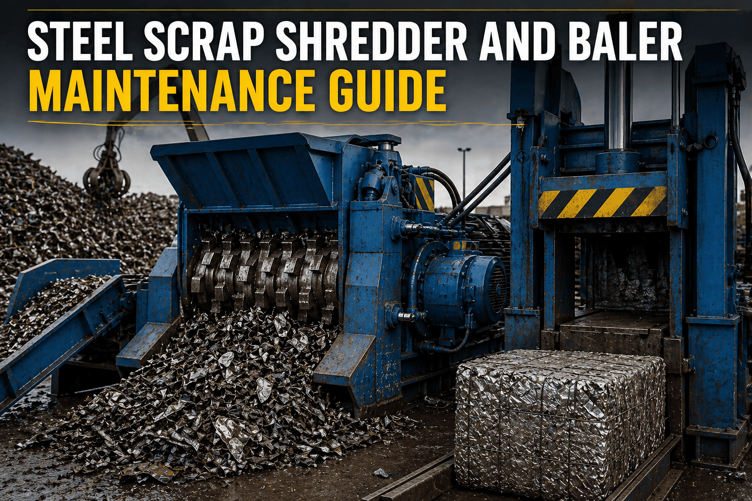 steel-scrap-shredder-baler-maintenance-recycling-yard